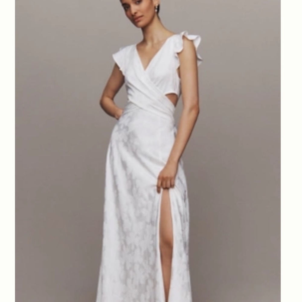 BHLDN Elegant White Maxi Dress with Ruffles